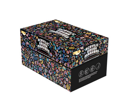 Joya Creative Set de rotuladores acrílicos, 240 unidades - Rotuladores de pintura para piedras decoradas - Punta de pincel flexible - Para adultos y niños - Elegante caja de almacenamiento