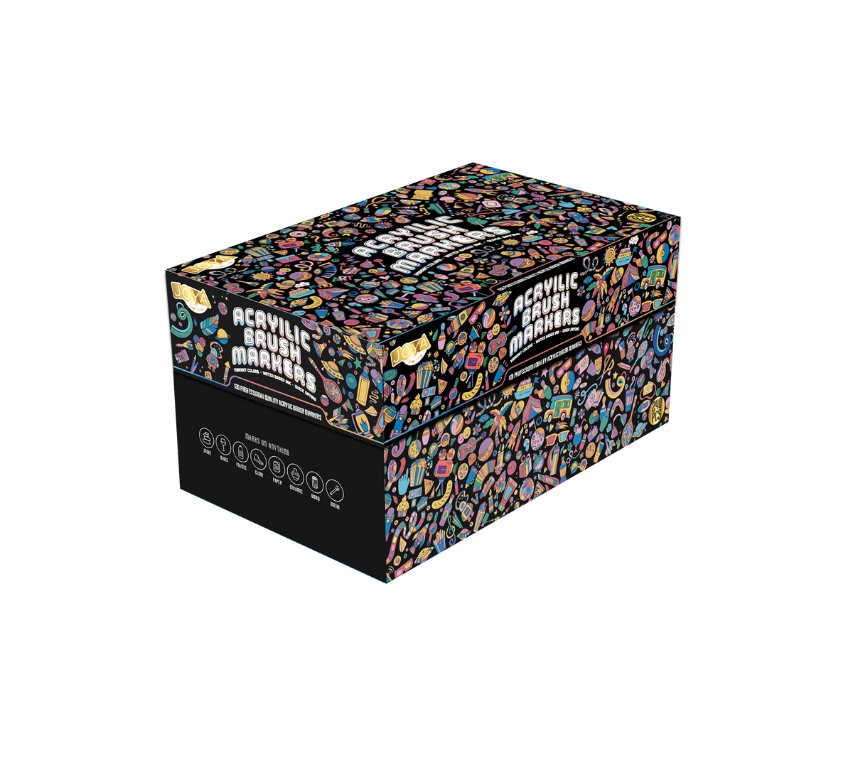 Joya Creative Set de rotuladores acrílicos, 240 unidades - Rotuladores de pintura para piedras decoradas - Punta de pincel flexible - Para adultos y niños - Elegante caja de almacenamiento