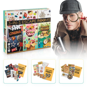Joya Creative 3-in-1 Escape Room Game – Board Game with Brain Teasers and Puzzles for the Whole Family