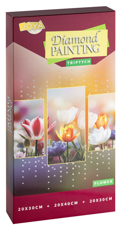 Joya Creative Diamond Painting Bloemen Drieluik – DIY Diamond Painting Volwassenen met 3 Bloemenpanelen en Ronde Steentjes