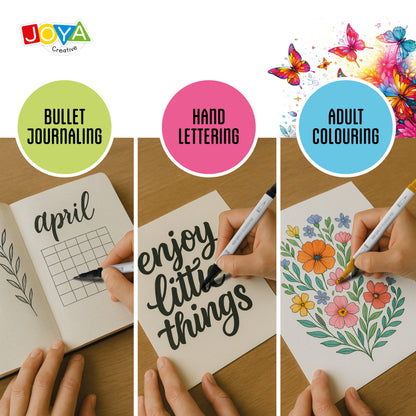 Joya Creative Fineliner Brush Pens Set 40pcs - Pens for Adults and Children - Bullet Journaling - Hand Lettering - Colored Fineliners - Drawing Pen Set