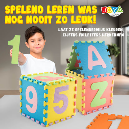 Joya Creative Speelmat XL 180x180 cm – 86 Delige Puzzelmat van EVA Foam voor Baby's en Kinderen