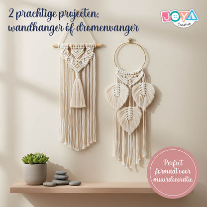 Joya Creative Set de macramé 2 en 1 – Crea tu propio tapiz de pared y atrapasueños, kit de manualidades DIY para adultos