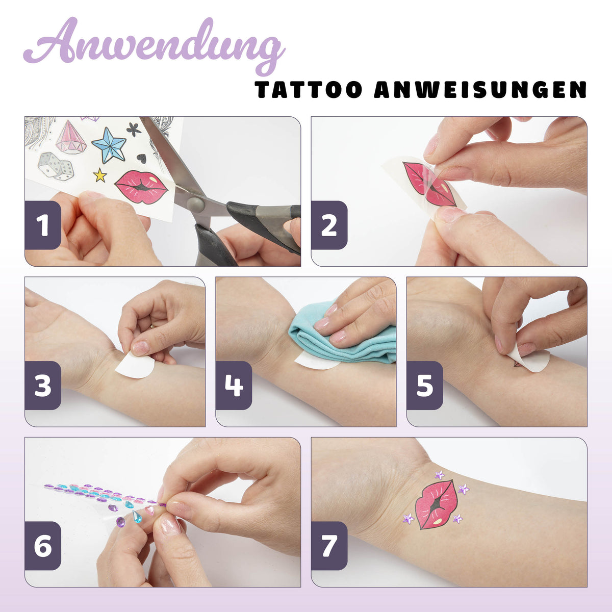 Joya Creative Glitzer-Tattoo-Set XXL – Biologisch abbaubare Glitzer-Tattoos mit Schablonen für Kinder