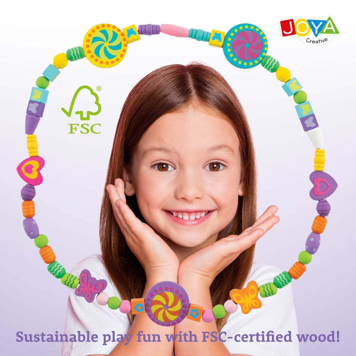 Joya Creative Wooden Jewelry Making Set 142 Pieces – FSC Bead Set with Wooden Storage Box for Children