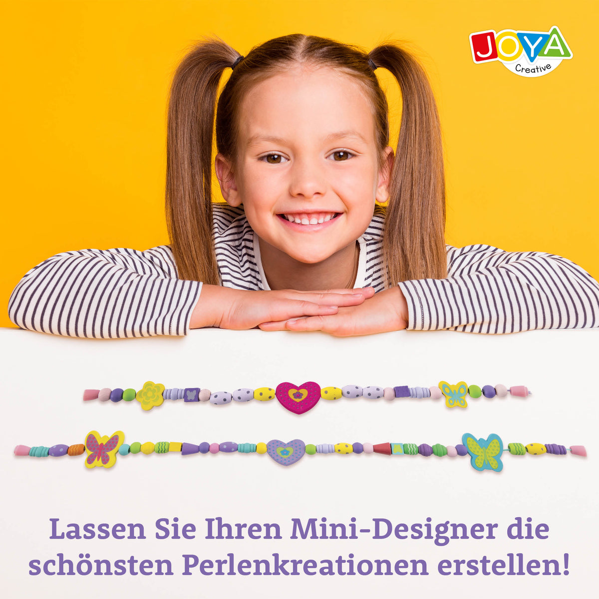 Joya Creative Holzschmuck Bastelset 142-teilig – FSC-Perlenset mit Aufbewahrungsbox aus Holz für Kinder