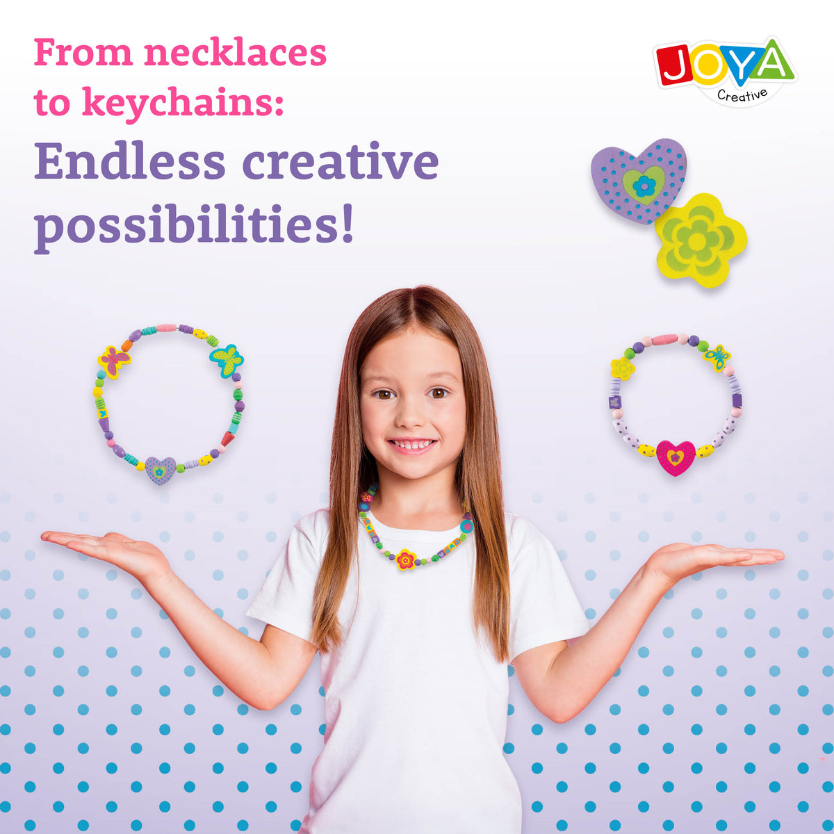 Joya Creative Wooden Jewelry Making Set 142 Pieces – FSC Bead Set with Wooden Storage Box for Children