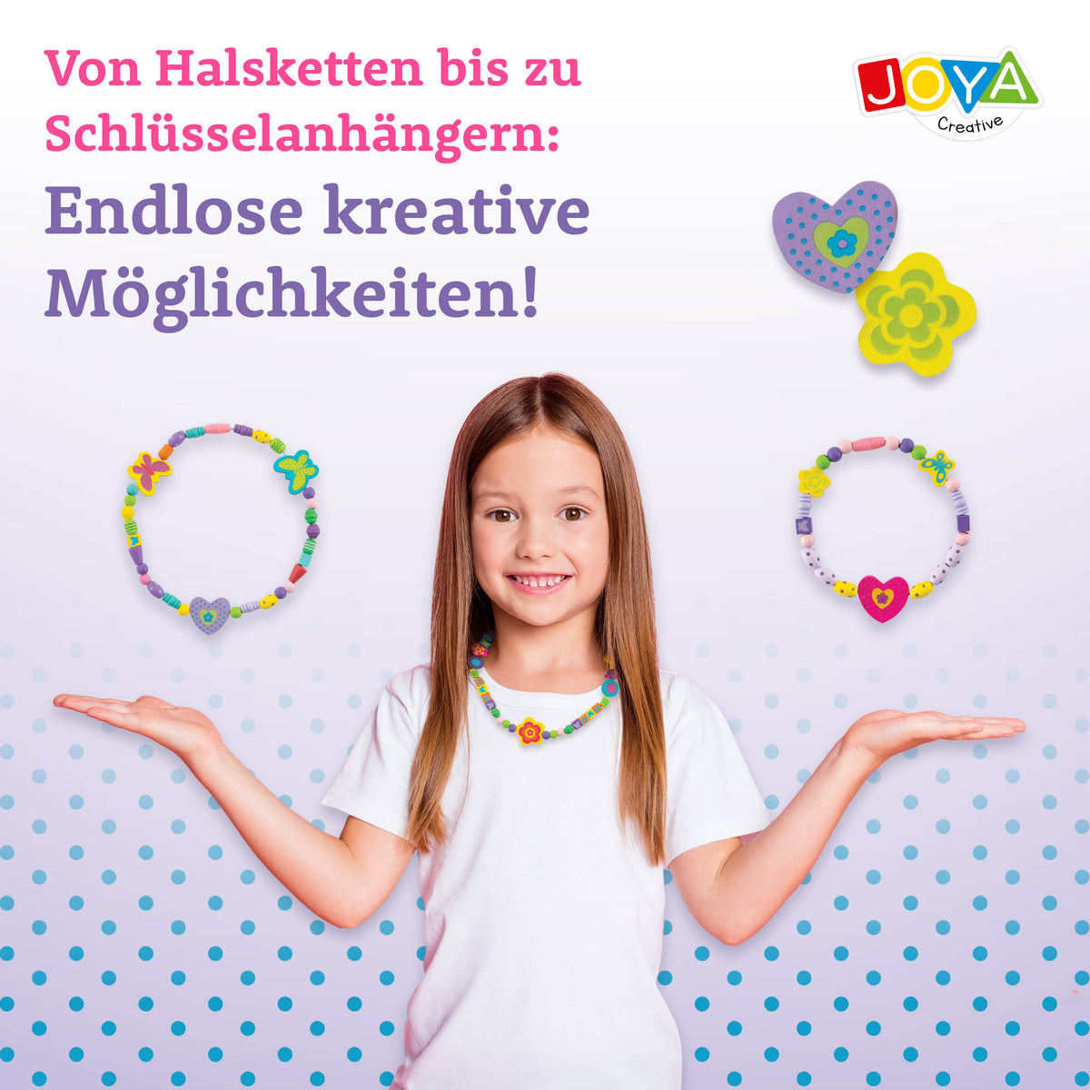 Joya Creative Holzschmuck Bastelset 142-teilig – FSC-Perlenset mit Aufbewahrungsbox aus Holz für Kinder