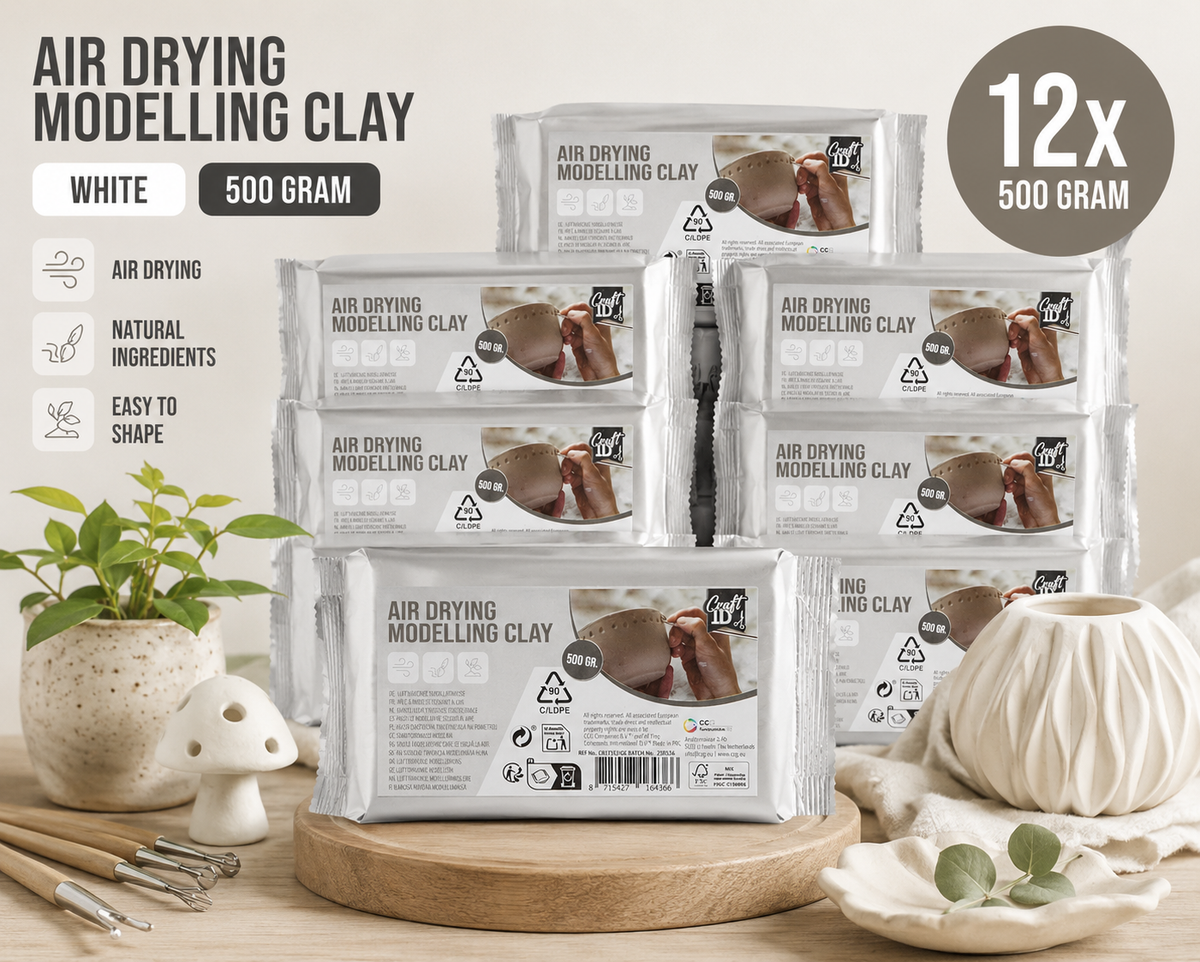Joya Creative Arcilla de modelar blanca - Arcilla que endurece al aire y se seca sola - Air Dry Clay - 12x 500 gramos - Arcilla para adultos y niños