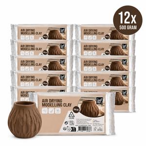 Joya Creative Modeling Clay Brown - Air Hardening Clay Self-Drying Clay - Air Dry Clay - 12x 500 Gram - Clay for Adults and Children