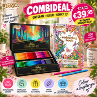 Complete Kleurset voor Volwassenen – 72 Kleurpotloden + Kleurboek 300 Designs | JOYA Creative