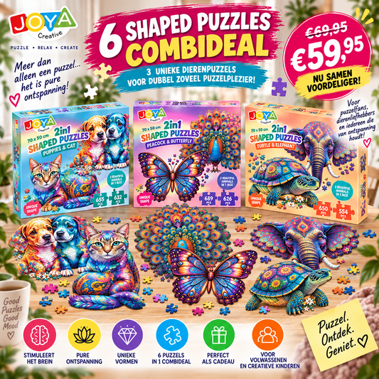 Shaped Puzzels Combideal – 6 Grote Dierenpuzzels | JOYA Creative
