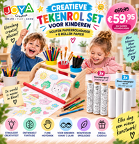Creatieve Tekenrol Set voor Kinderen – Houten Papierrolhouder + 6 Rollen Papier | JOYA Creative