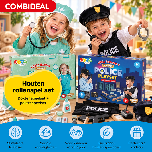 Houten Rollenspel Combideal – Dokterset + Politie Speelset | JOYA Creative