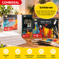 Complete Schilderset – Acrylverf, Penselen & 12 Canvasdoeken | JOYA Creative