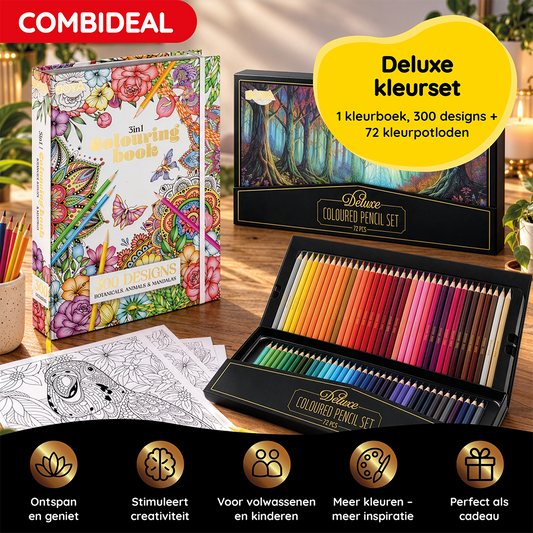 Complete Kleurset voor Volwassenen – 72 Kleurpotloden + Kleurboek 300 Designs | JOYA Creative