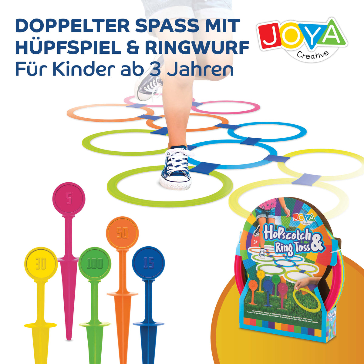 Joya Creative 2-in-1 Outdoor-Spielzeug – Ringwurf & Hüpfspiel für Kinder ab 3 Jahren