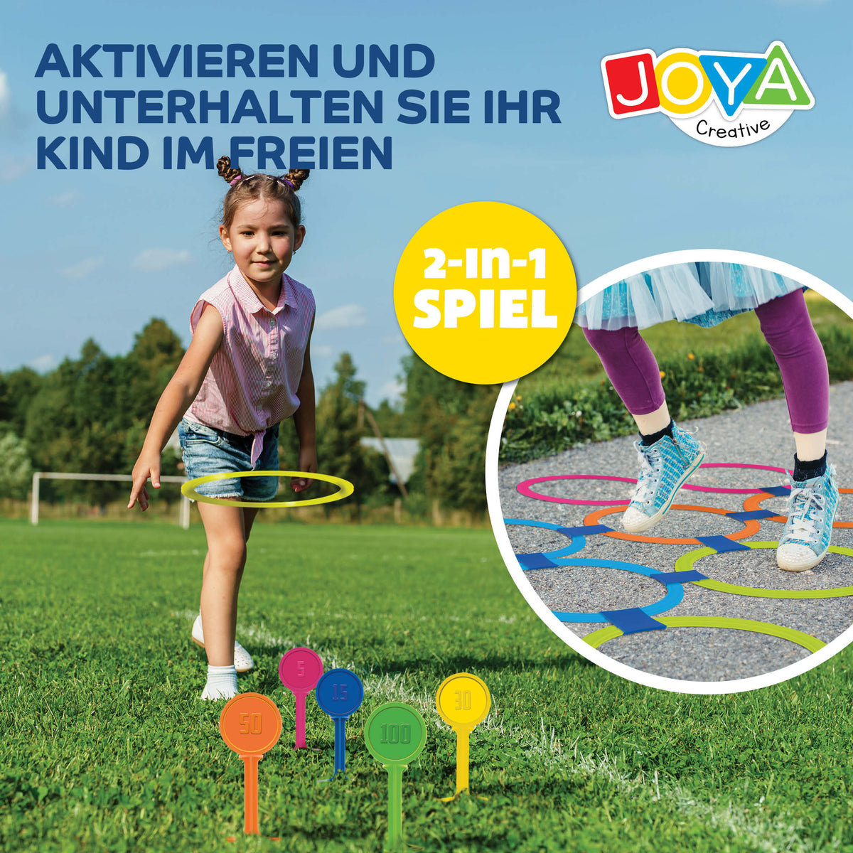Joya Creative 2-in-1 Outdoor-Spielzeug – Ringwurf & Hüpfspiel für Kinder ab 3 Jahren
