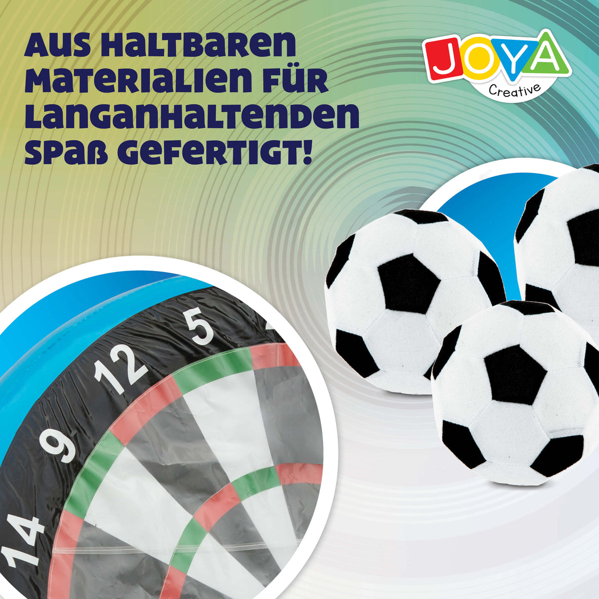 Joya Creative XXL Fußball Dartscheibe – Aufblasbares Fußballspiel für drinnen und draußen mit 3 Bällen