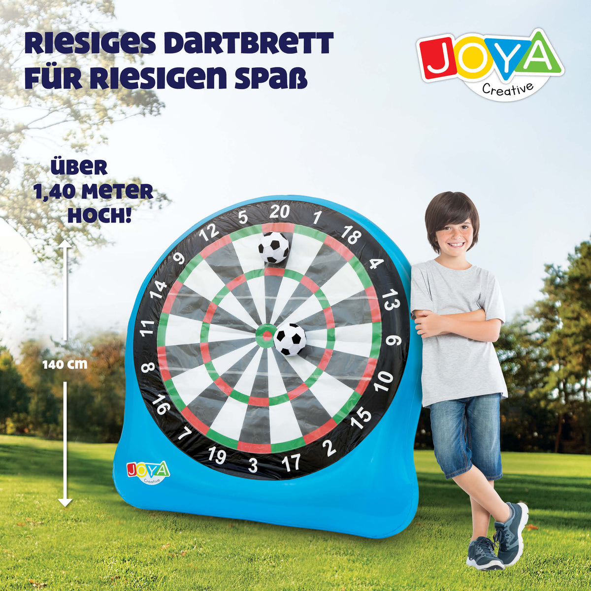 Joya Creative XXL Fußball Dartscheibe – Aufblasbares Fußballspiel für drinnen und draußen mit 3 Bällen