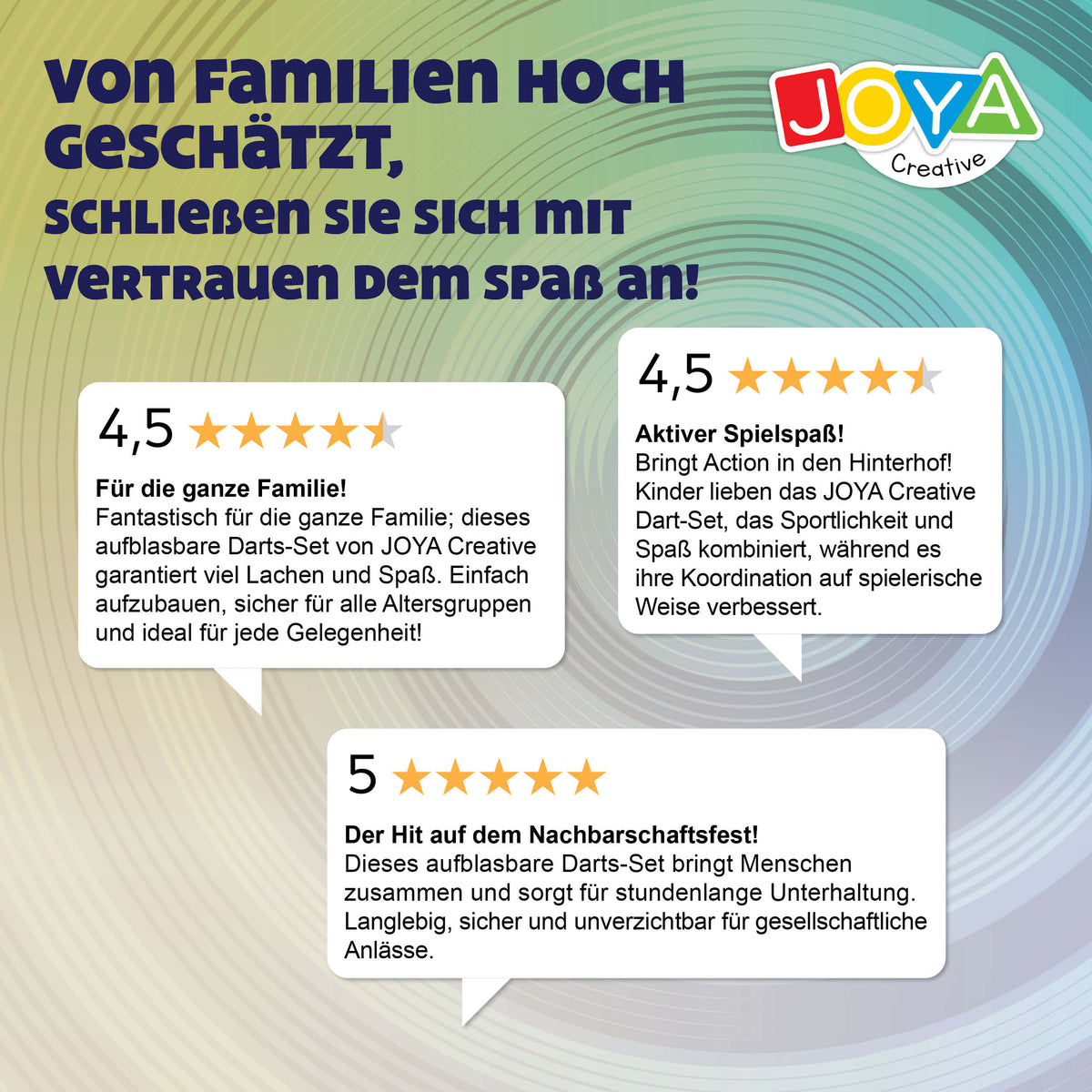 Joya Creative XXL Fußball Dartscheibe – Aufblasbares Fußballspiel für drinnen und draußen mit 3 Bällen