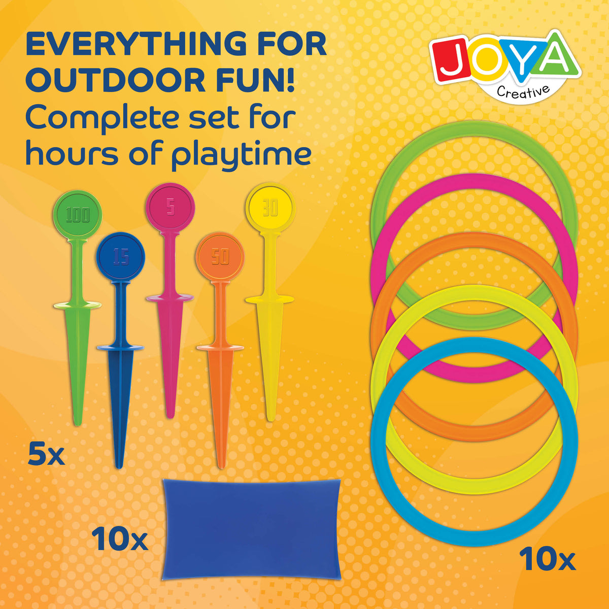 Joya Creative 2-in-1 Outdoor Toy – Ring Toss & Hopscotch for Children from 3 Years Old