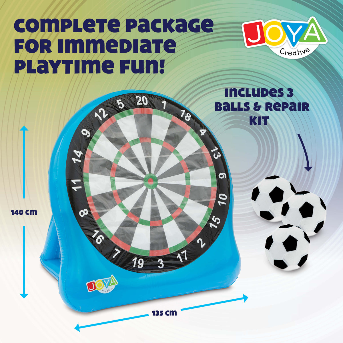 Joya Creative XXL Football Dartboard – Inflatable Football Game for Indoor and Outdoor with 3 Balls