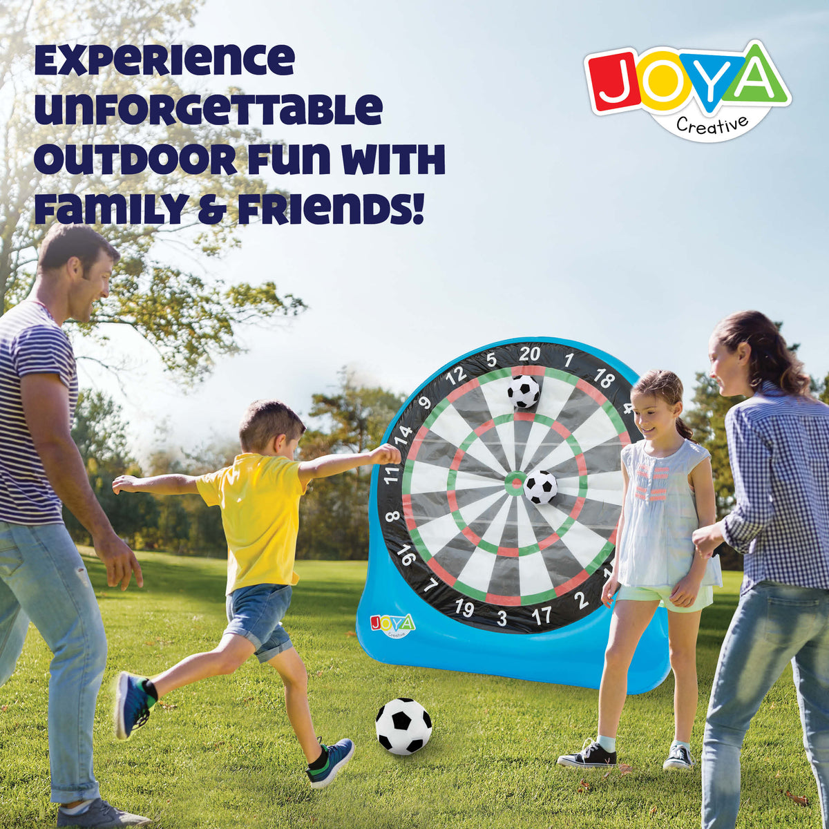 Joya Creative XXL Football Dartboard – Inflatable Football Game for Indoor and Outdoor with 3 Balls