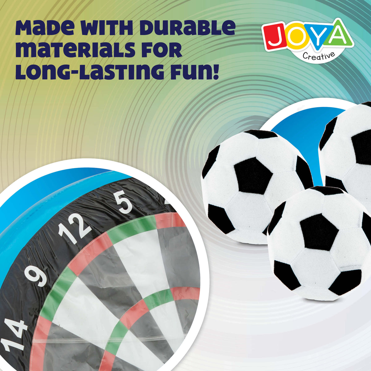 Joya Creative XXL Football Dartboard – Inflatable Football Game for Indoor and Outdoor with 3 Balls