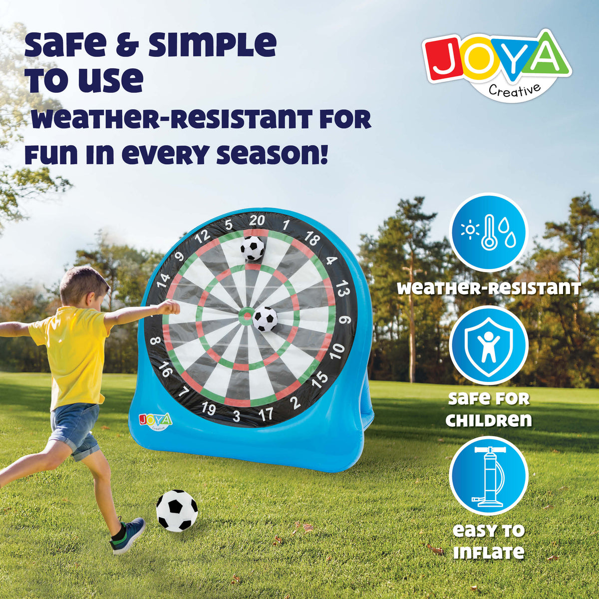 Joya Creative XXL Football Dartboard – Inflatable Football Game for Indoor and Outdoor with 3 Balls
