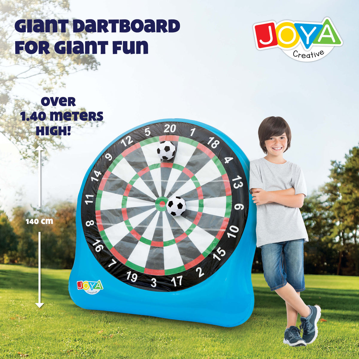 Joya Creative XXL Football Dartboard – Inflatable Football Game for Indoor and Outdoor with 3 Balls