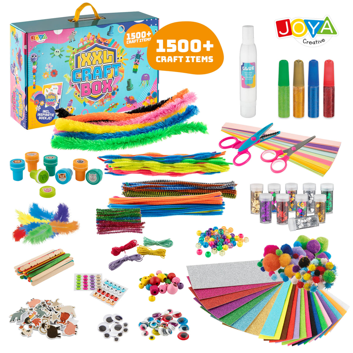 Joya Creative XXL Craft Case for Children – Complete Craft Set with 1500+ Craft Supplies in Storage Case