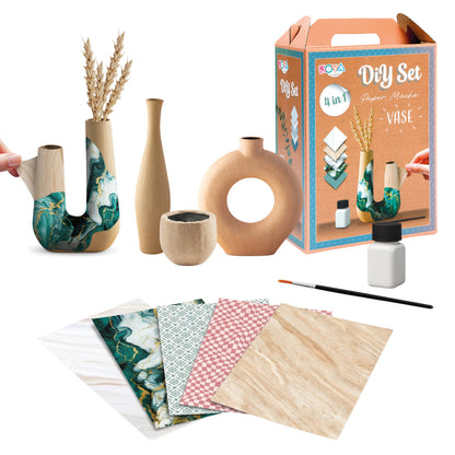 Joya Creative DIY Home Decor Vase Set 4-in-1 – Papier-Mâché Craft Kit for Adults with 4 Decorative Vases