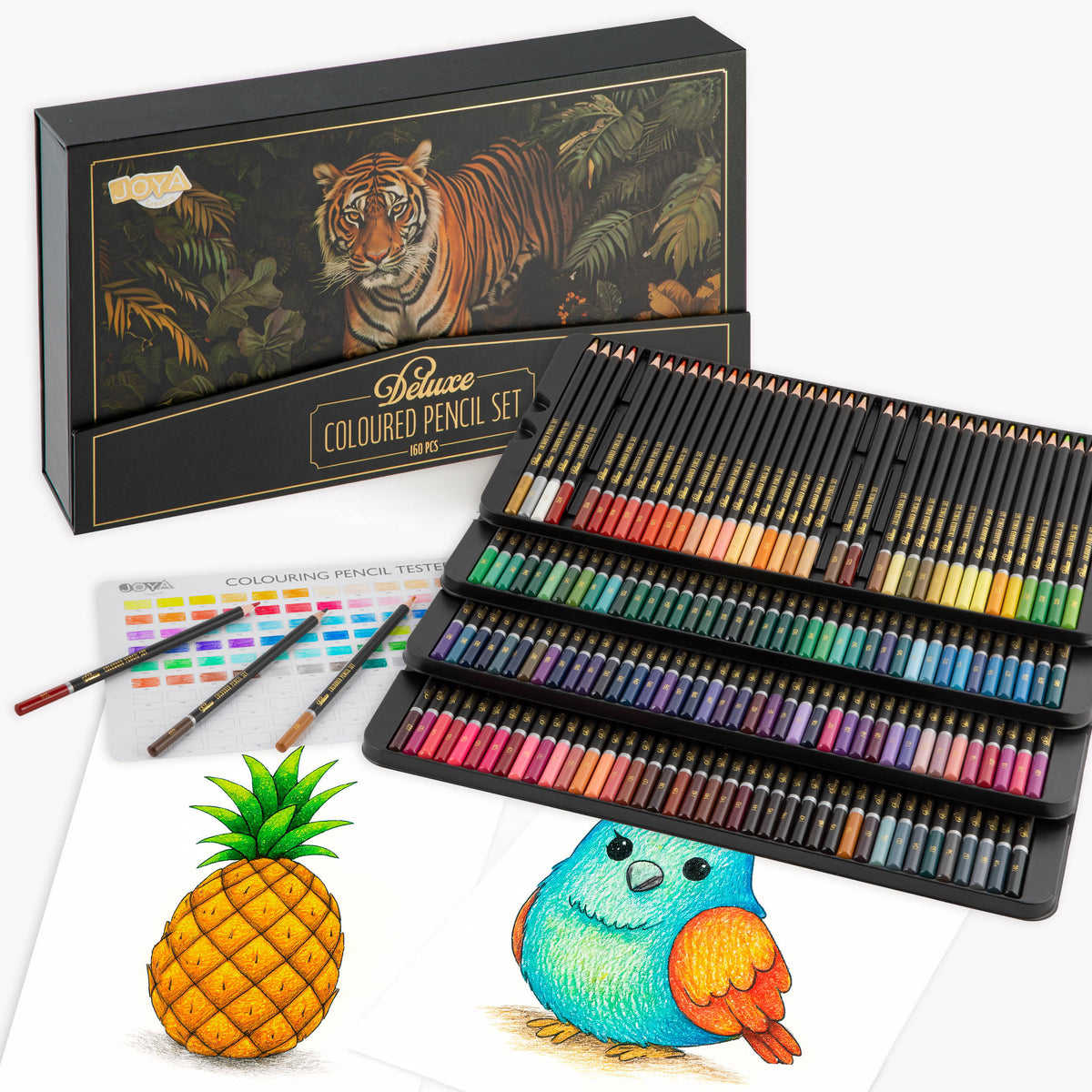 Joya Creative Professional Colored Pencils Set 160 Colors – Premium Drawing Set in Luxury Storage Box for Adults