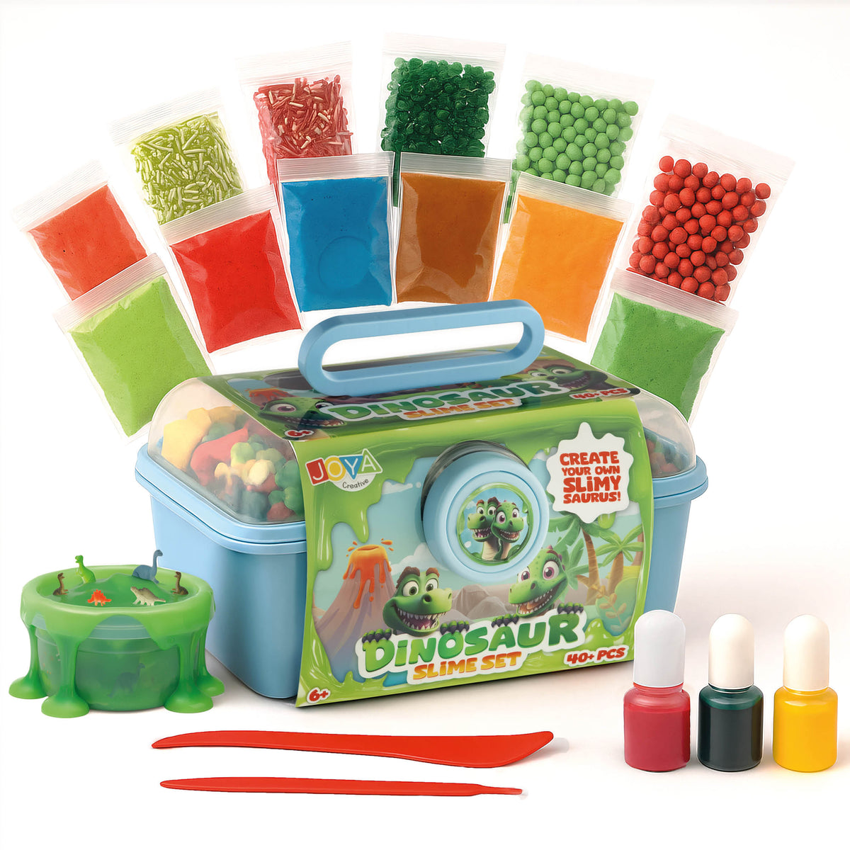 Joya Creative Dino Slime Kit 40 Pieces - Complete Slime Making Set for Kids with Dinosaurs and Accessories