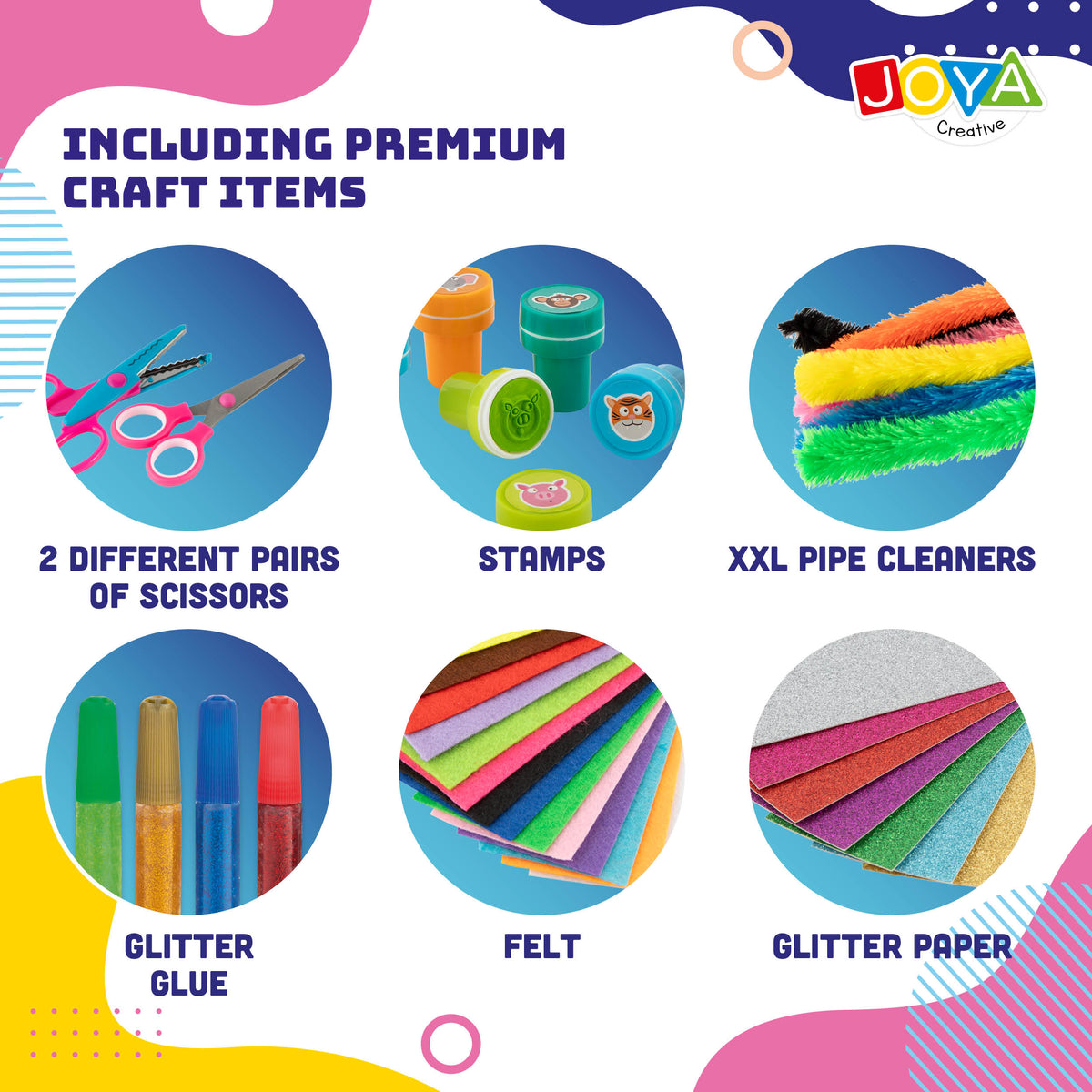 Joya Creative XXL Craft Case for Children – Complete Craft Set with 1500+ Craft Supplies in Storage Case