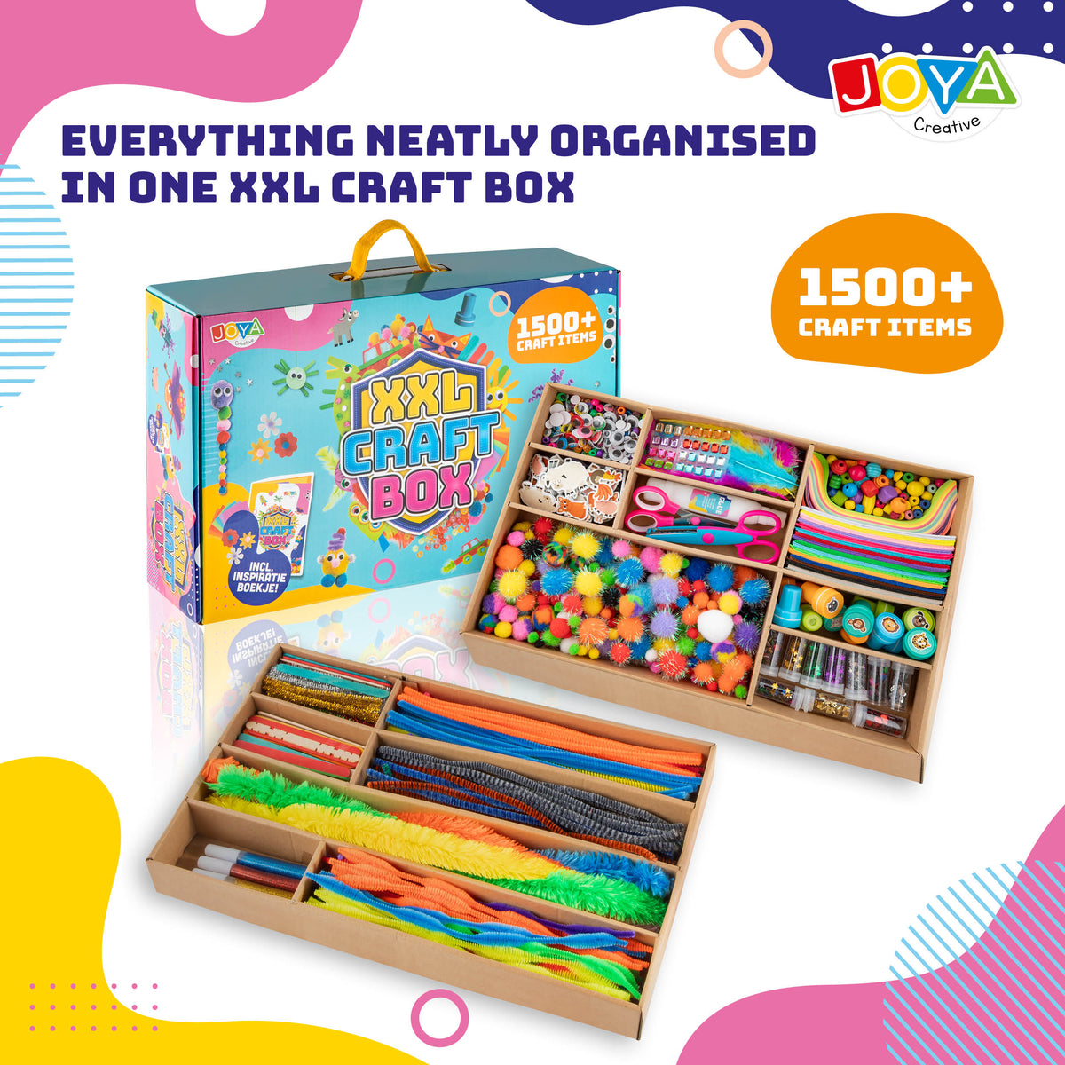 Joya Creative XXL Craft Case for Children – Complete Craft Set with 1500+ Craft Supplies in Storage Case