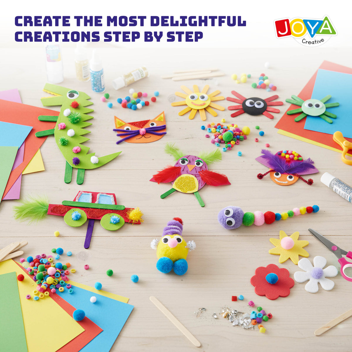Joya Creative XXL Craft Case for Children – Complete Craft Set with 1500+ Craft Supplies in Storage Case