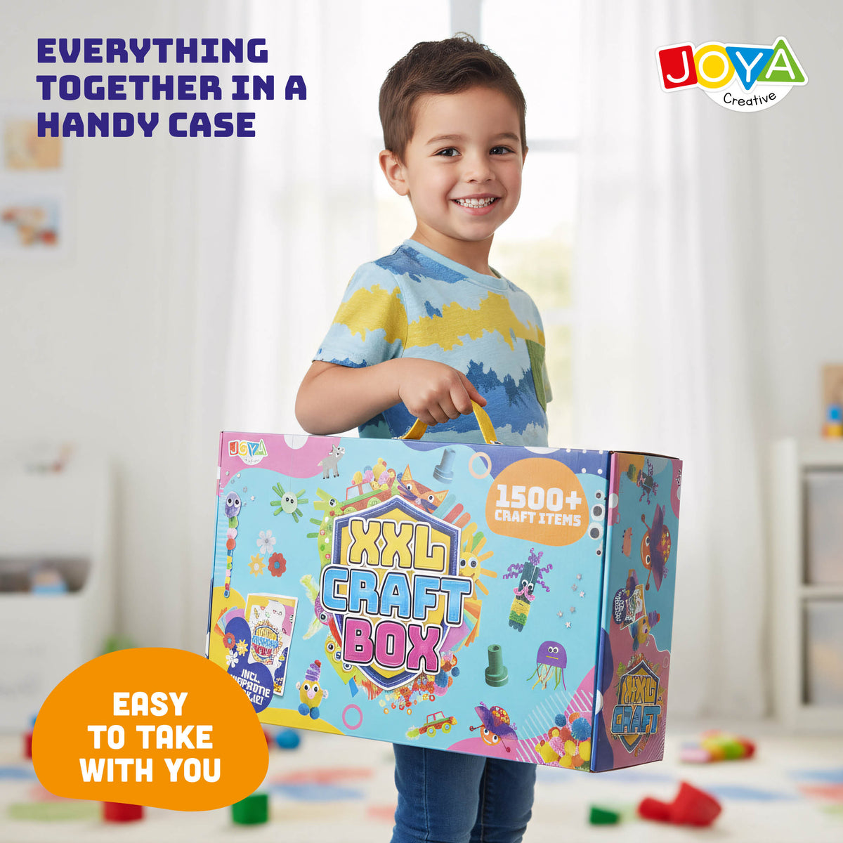 Joya Creative XXL Craft Case for Children – Complete Craft Set with 1500+ Craft Supplies in Storage Case