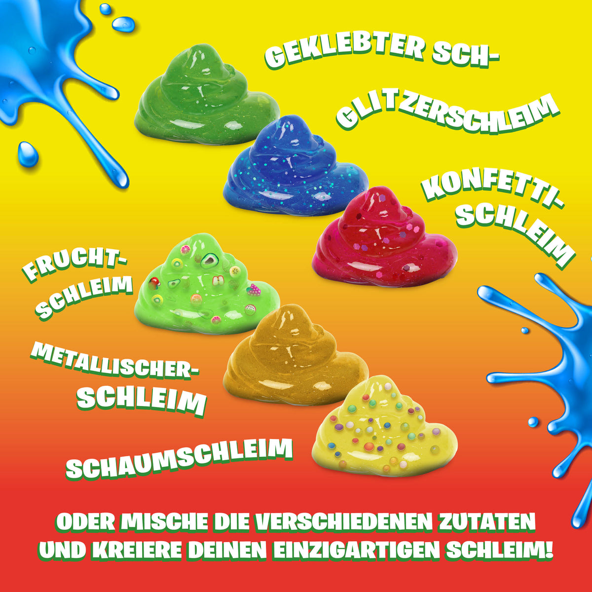Joya Creative Schleim-Set XXL – Stelle Deinen eigenen Schleim her mit 6 Arten von Metallic-Schleim für Kinder