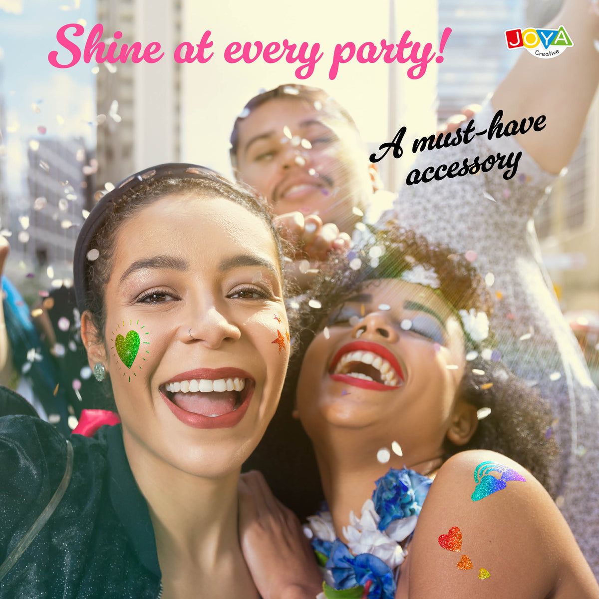 Joya Creative XXL Glitter Tattoo Set - Biodegradable Glitters for Festival Tattoos, Carnival & Children's Parties