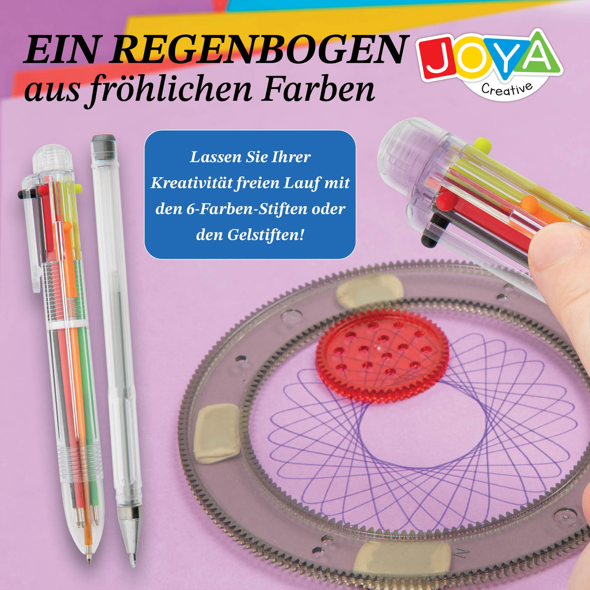 Joya Creative Spiral Art Set 24-teilig – Spirograph Zeichenset mit luxuriösem Holzkoffer