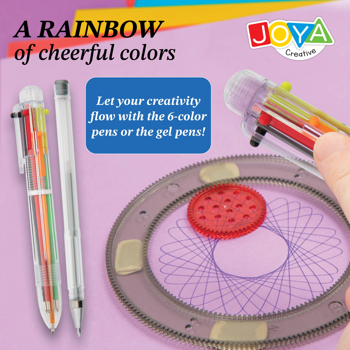 Joya Creative Spiral Art Set 24 Pieces – Spirograph Drawing Kit with Luxury Wooden Drawing Case