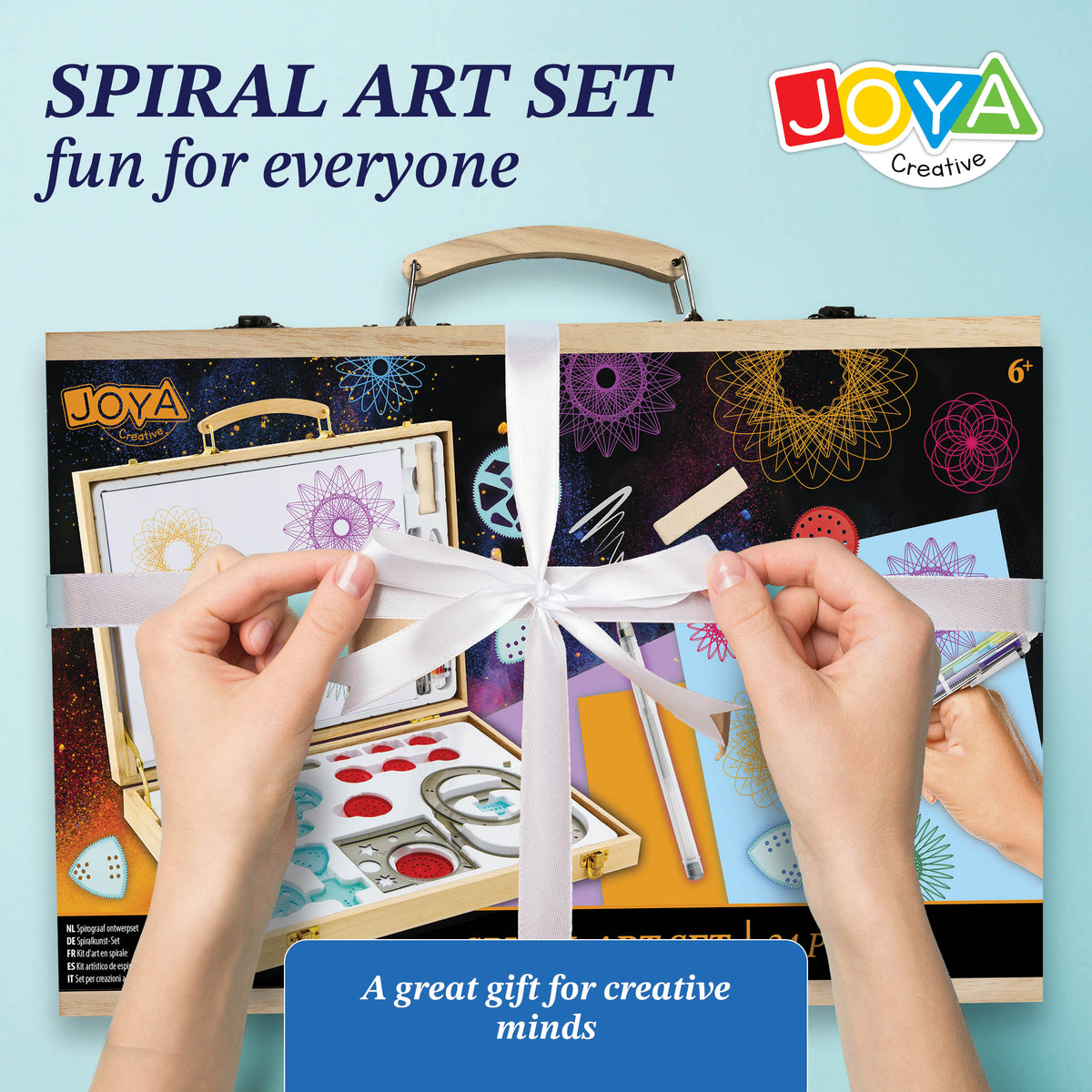 Joya Creative Spiral Art Set 24 Pieces – Spirograph Drawing Kit with Luxury Wooden Drawing Case
