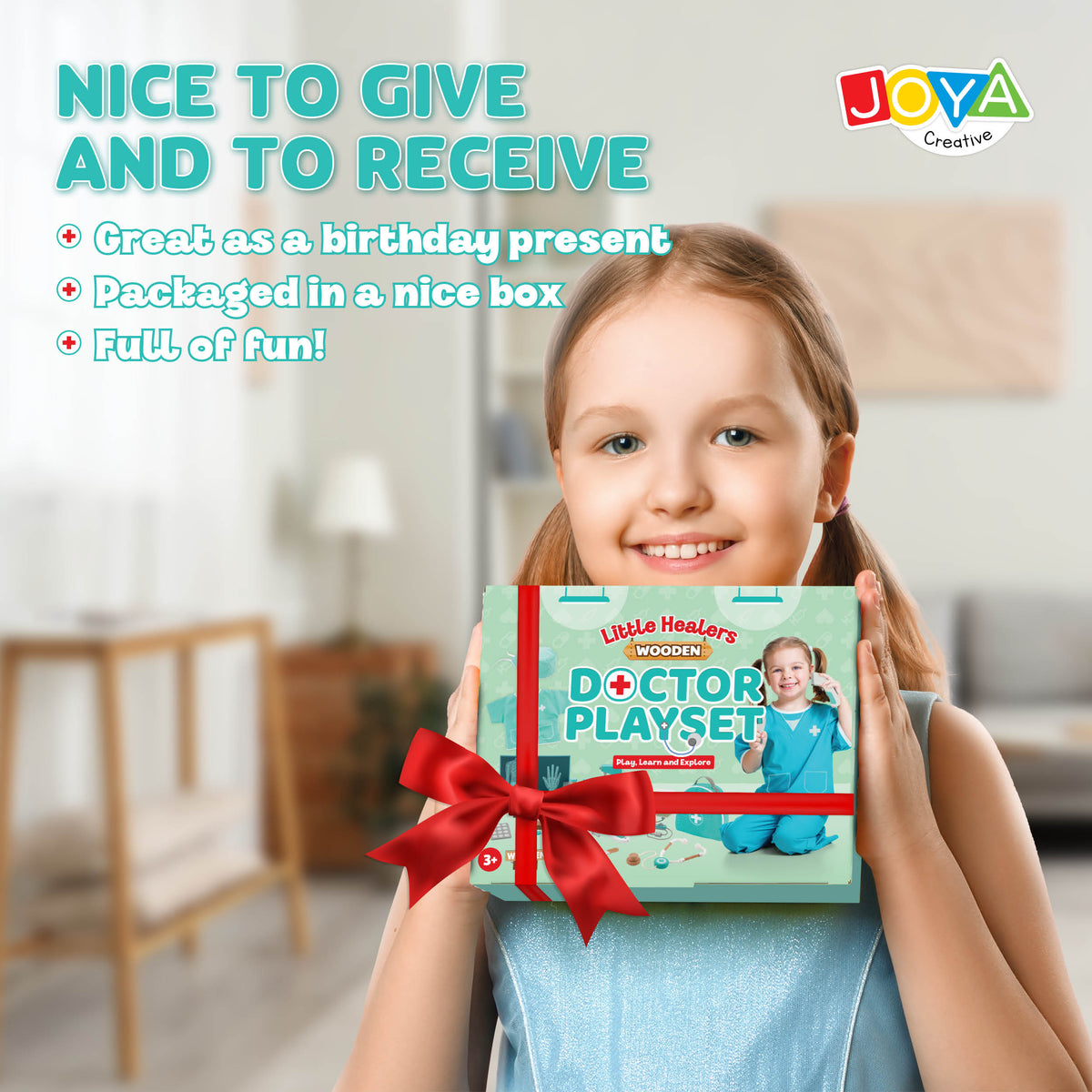 Joya Creative Wooden Doctor Set 21 Pieces – FSC Doctor's Case with Doctor's Coat for Children