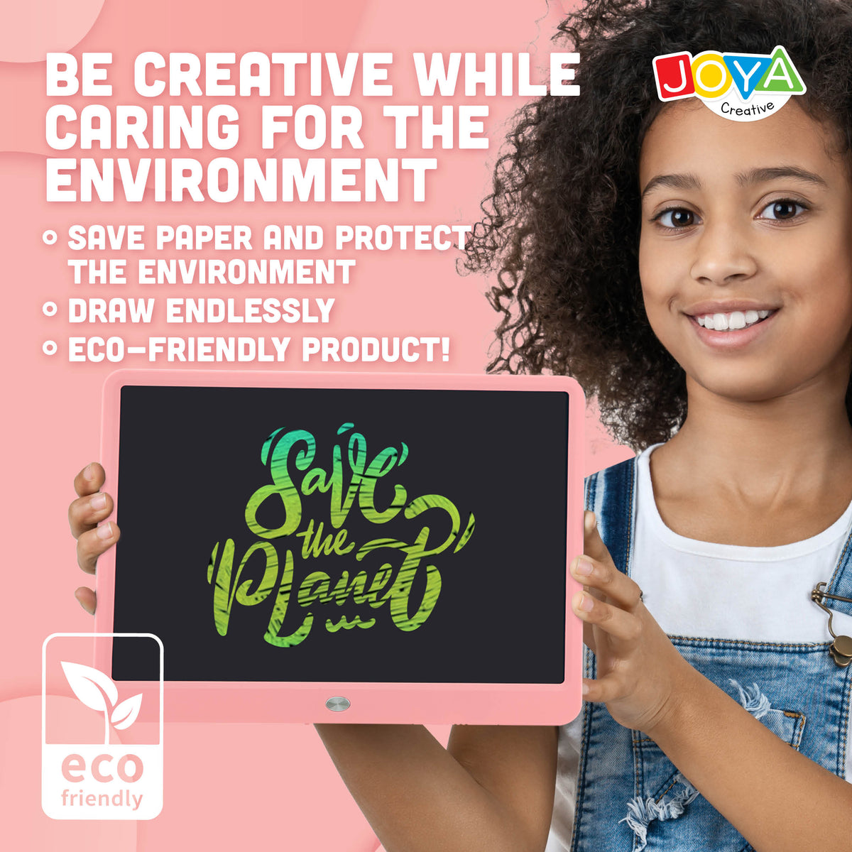 Joya Creative Digital Drawing Board 15 Inch Pink – LCD Writing Tablet for Kids with Erase Function