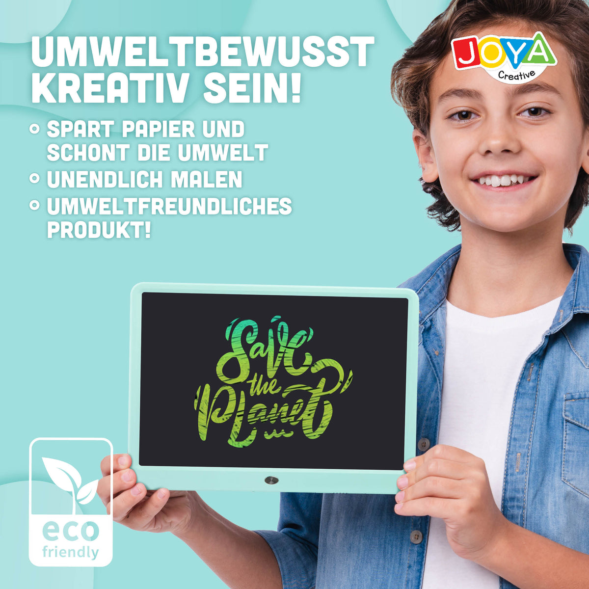 Joya Kreatives Digitales Zeichenbrett 15 Zoll Blau – LCD Zeichentablett für Kinder mit Löschfunktion