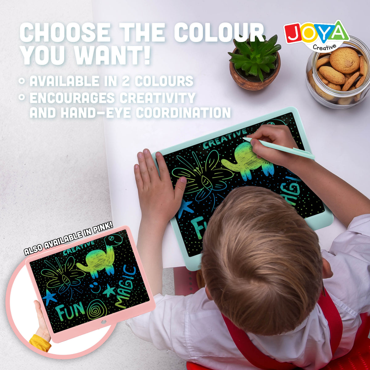 Joya Creative Digital Drawing Board 15 Inch Blue – LCD Drawing Tablet for Kids with Erase Function