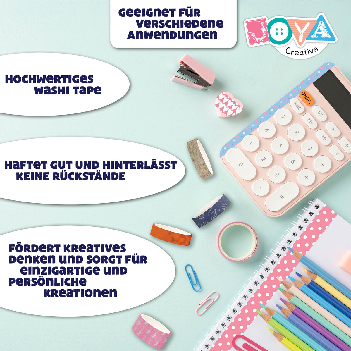 Joya Creative Washi Tape Mega Set 72-teilig – Dekoratives Masking Tape für Bullet Journaling, Basteln & Scrapbooking