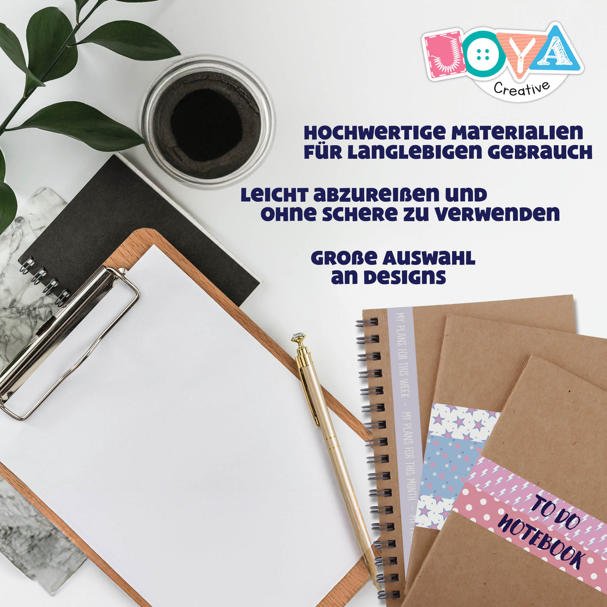 Joya Creative Washi Tape Mega Set 72-teilig – Dekoratives Masking Tape für Bullet Journaling, Basteln & Scrapbooking